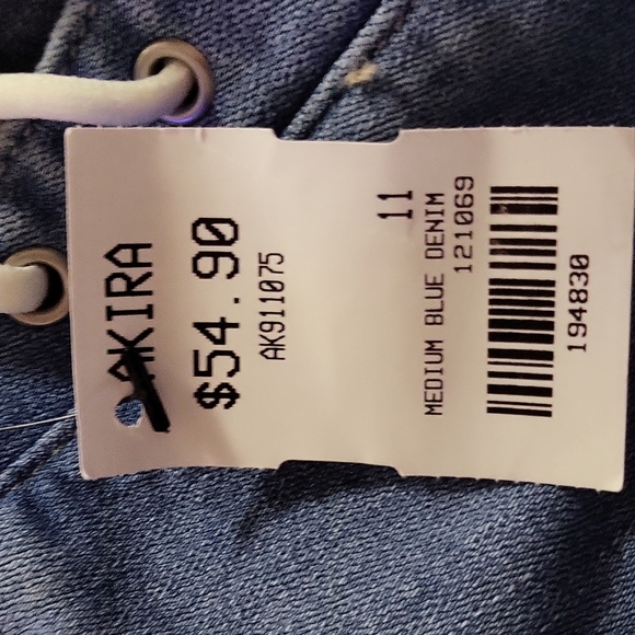 Akira NWT women's stonewash laceup straight leg jeans size 11/W29 - Picture 7 of 7